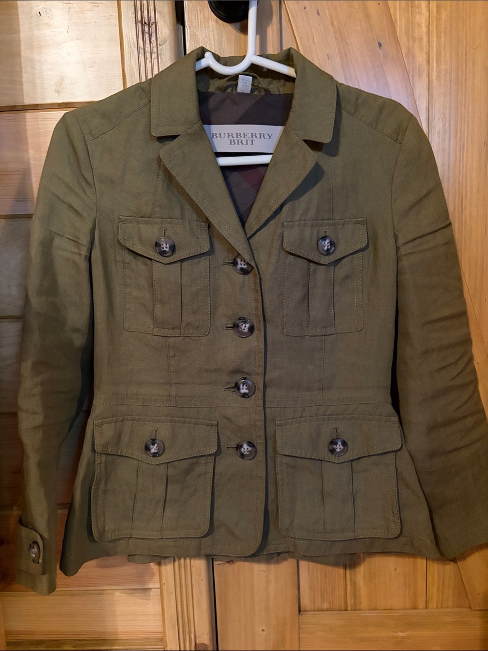 Burberry Brit Symdale Linen Olive Jacket Blazer US 4 / UK 6 (Worn twice)